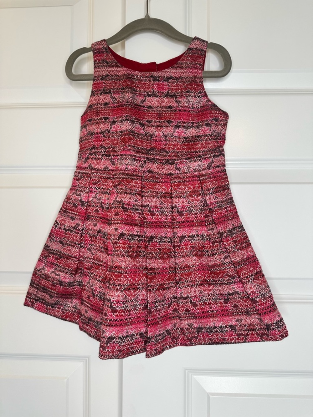 OshKosh Genuine Kids 3T Red Pink Tweed Fit Flare Dress EUC